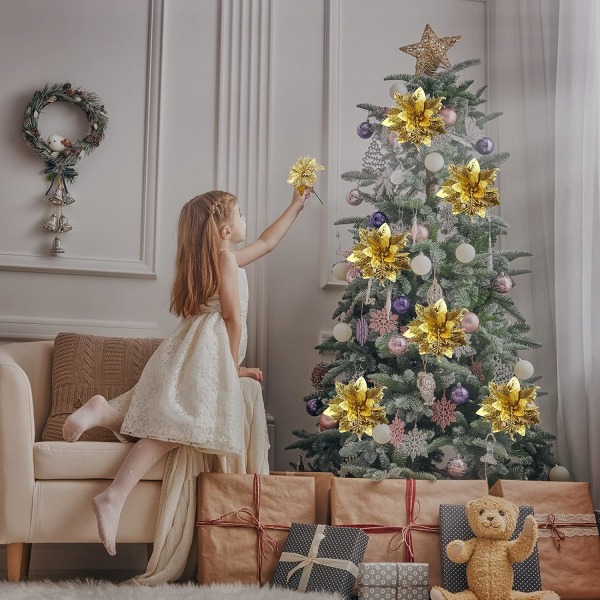 10 delar Julstjärna Artificielle Decorations de Fleurs de Noël