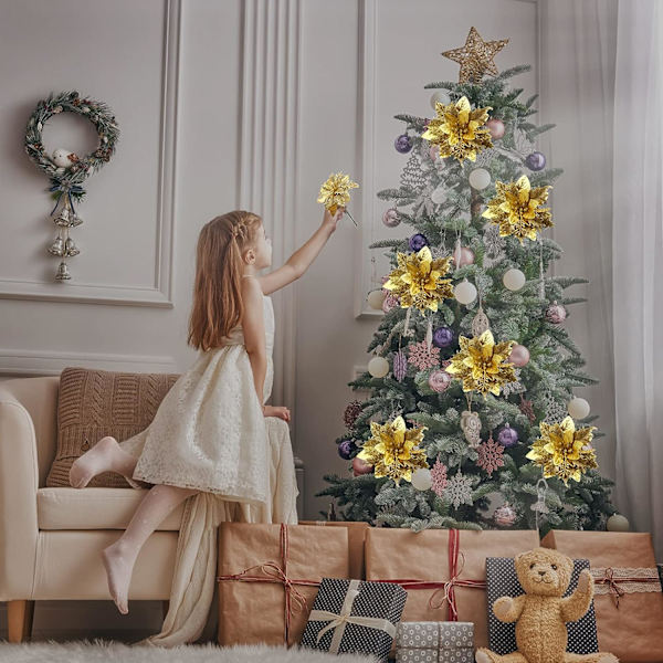 10 st konstgjorda julstjärnor julblommor dekorationer