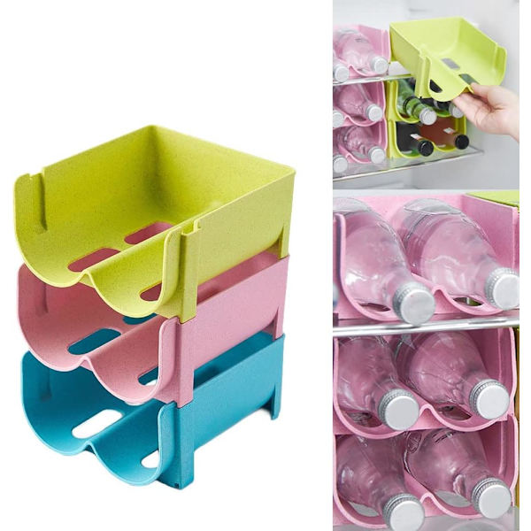 MH-Fridge Bottle Storage 3 st Beer Rack Fridge Plast Stacka
