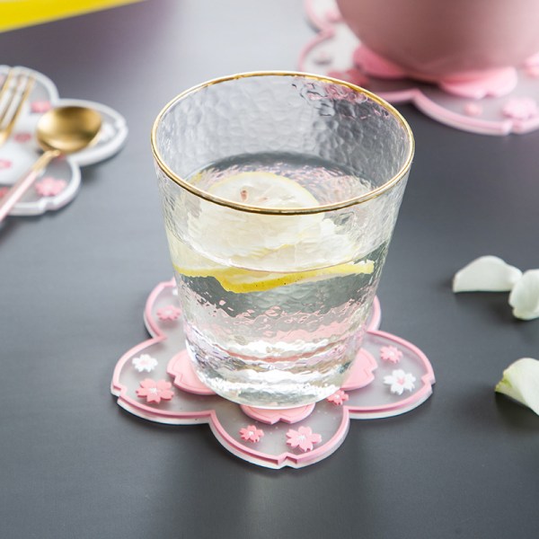 4 stk 4,5 tommers Kawaii Sakura koppunderlag, søte rosa makrame D