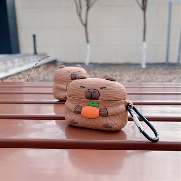 Sött Kawaii-fodral för AirPods 4, Fodral Kompatibelt med AirPod 4:e Generationen 2024, Roligt Capybara Stöttåligt Skyddande Hörlursfodral för Air pods