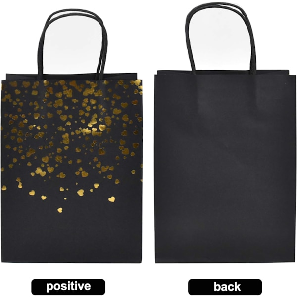 Hvid 12 stk. Kraftpose, 15 x 8 x 21 cm Papirgavepose, Kraftpose med håndtag, Brun Kraftgavepose