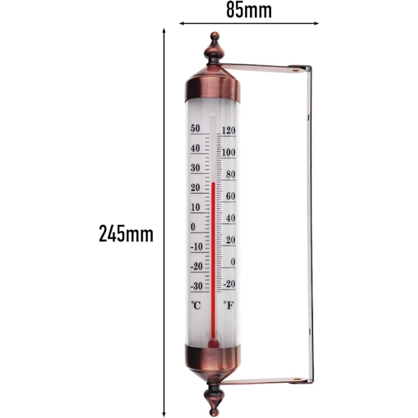 Utomhus termometer med mätare, bronsfärg - Snygg utomhus termometer för trädgård lämplig för utomhusbruk