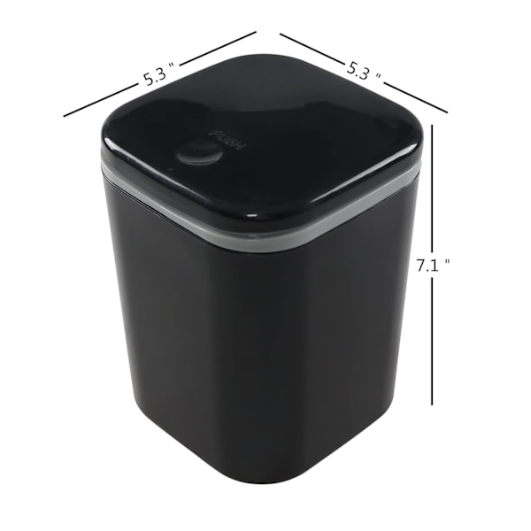 0,5 Gallon Lille Bordplade Skraldespand, Mini Skrivebordsskraldespand med Trykknap, Sort
