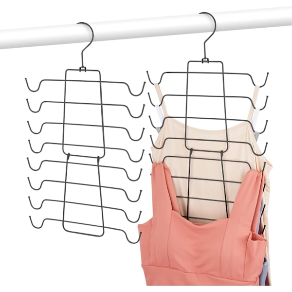 2 Pack Tank Top Hangers, Bra Hangers, Closet Organizer Space Saving Storage Rack for Camisoles, Tank Tops, Bras, Swimsui