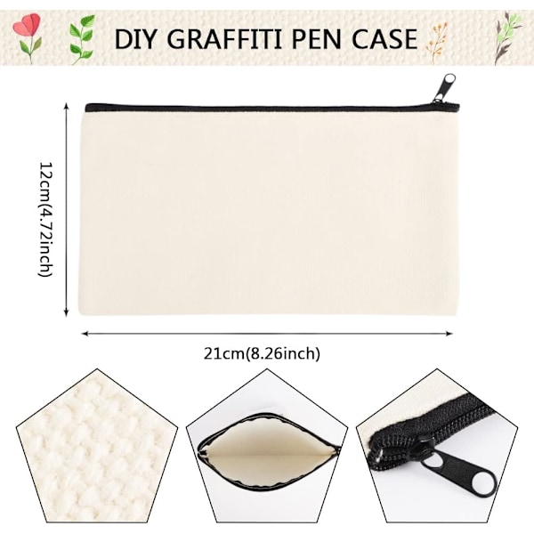 DIY tomme stoffposer for reiser, toalettveske, malingsstoffpose, sminkepose, malingspose, 24pcs