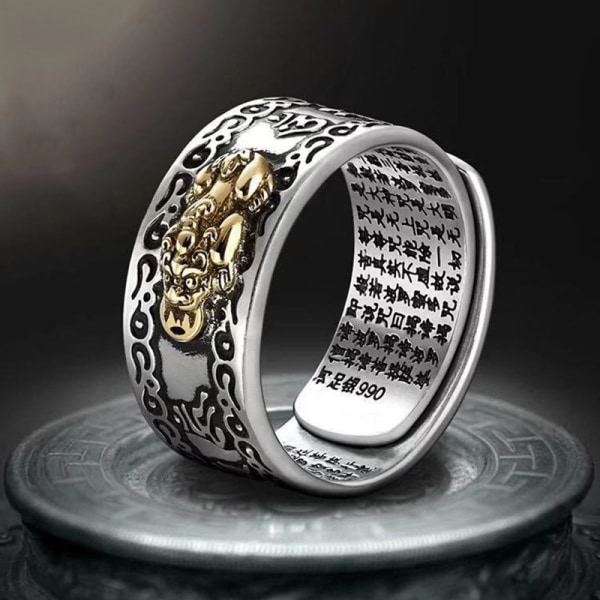 Feng Shui Pixiu Mani Mantra Skydd Rikedom Ring Amulett Vi
