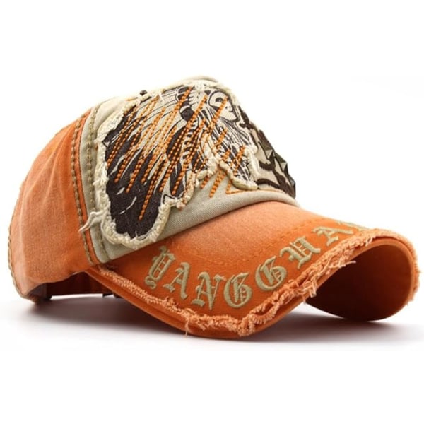 Orange-Vintage Baseball Hat Caps Distressed Sport Trucker Hat Sun