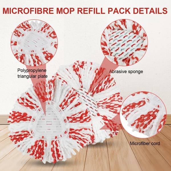 4 Stk. til O-Cedar Easywring Moppe Refill Kit, 3 i 1 Mikrofiber til O-Cedar Easywring Moppe Refill, Passer til Alle Roterende Vridesystemer til Vileda, til Al