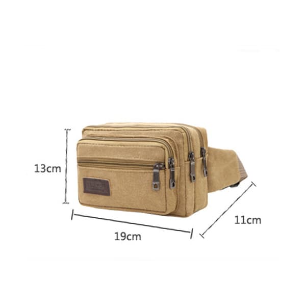 Bältesväska - 4 Canvas Fack Olika Färger Khaki