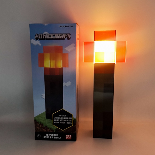 Minecraft Legetøj Redstone Fakkel LED Lys 12,6 Tommer - USB Genopladelig