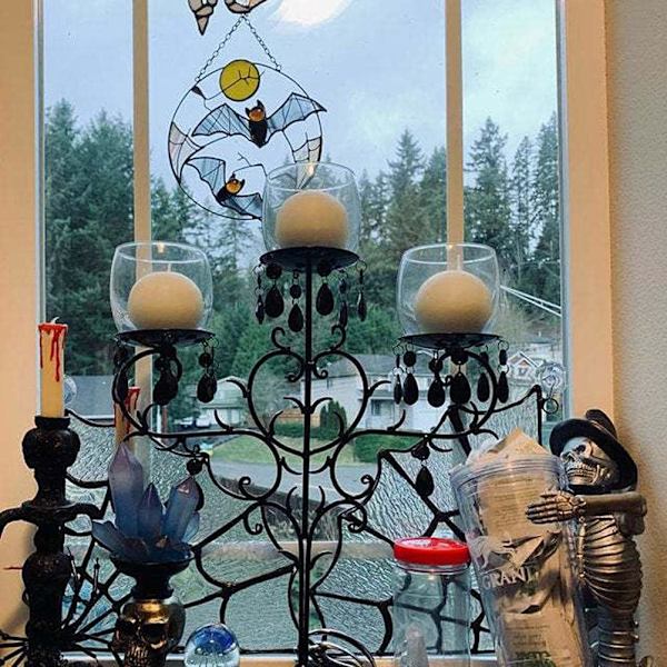Lepakko koriste goottilainen ikkunakoristeet Auringonpyydykkä lentää alla