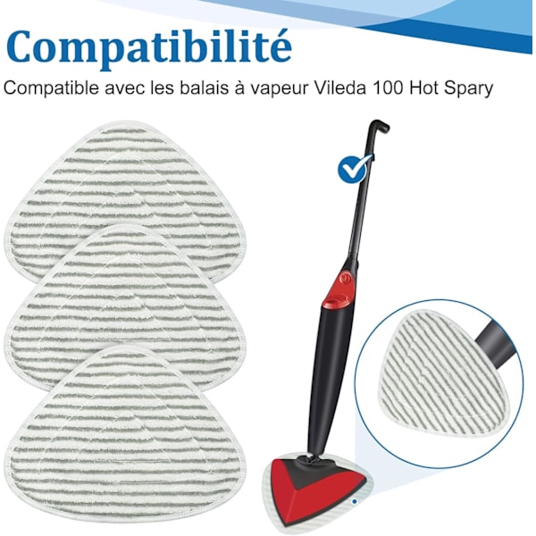 Mikrofiber Dampmopputskiftbare Puter Kompatibel med Vileda Steam & Vileda Steam Plus, Maskinvaskbar