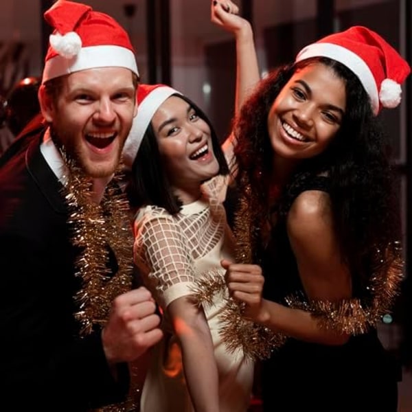 12 st Santahattar, Santahattar i bulk för vuxna, röda klassiska julhattar för julparty