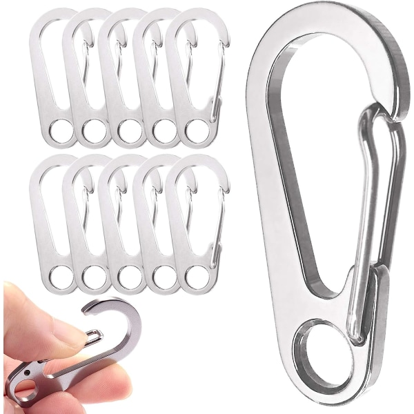 10PCS 1.3 Inch Stainless Steel Clip Spring-Snap Hook, Mini C