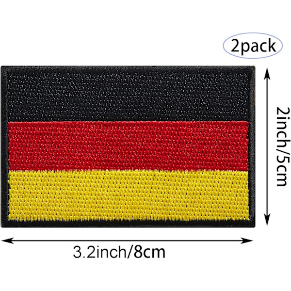 2 stk. tyske flag-patches - broderede patches - tyske flag -