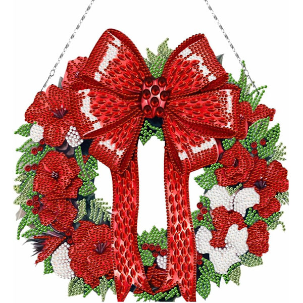 Diamond Painting Christmas Wreath 5D DIY Wreath Diamond Painting Garland Hanging Mosaic Christmas Wreath Door Ornament C