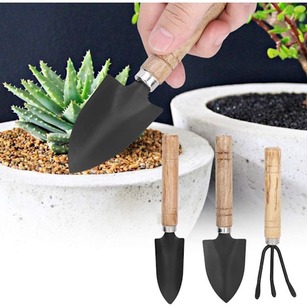 Mini Haveredskaber Sæt Inkluderer Spade, Rive og Skovl til Plantning og Vedligeholdelse Ideel til Blomsterpotter og Stueplanter