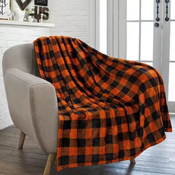 130x150cm Halloween tæppe orange og sort flanel tæppe til sofa soveværelse stol hjem indretning lys