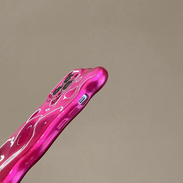 Fodral för iPhone 15, Cool Rosa Bubbla Design 3D Meteoritmönster Vågig Lockig Ram Glitterfodral, Stötsäkert Mjukt T