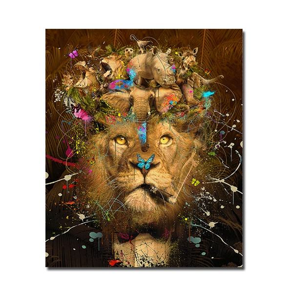 (30x40cm)Fullborr diamond painting korsstygn lejon och B