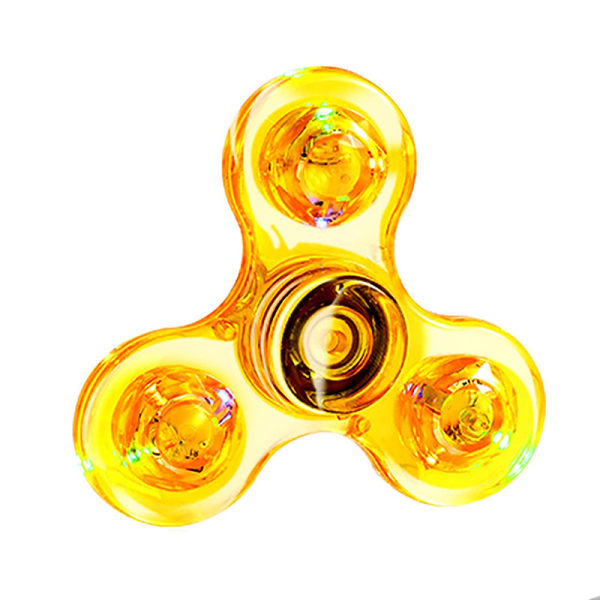 2 stk LED Lys Fidget Spinner - Krystall - Gul, Lys Fidget F