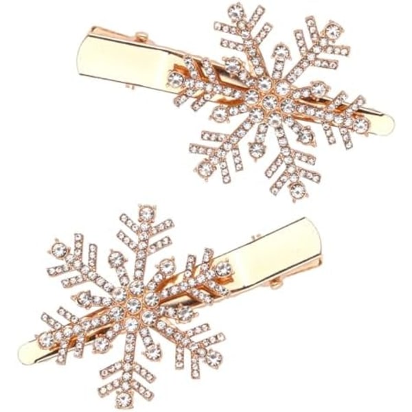 2pcs Christmas Rhinestone Snowflake Hair Clips, Snowflake Barrettes Fashionable, Snowflake Hairpin, Christmas Hair Pins