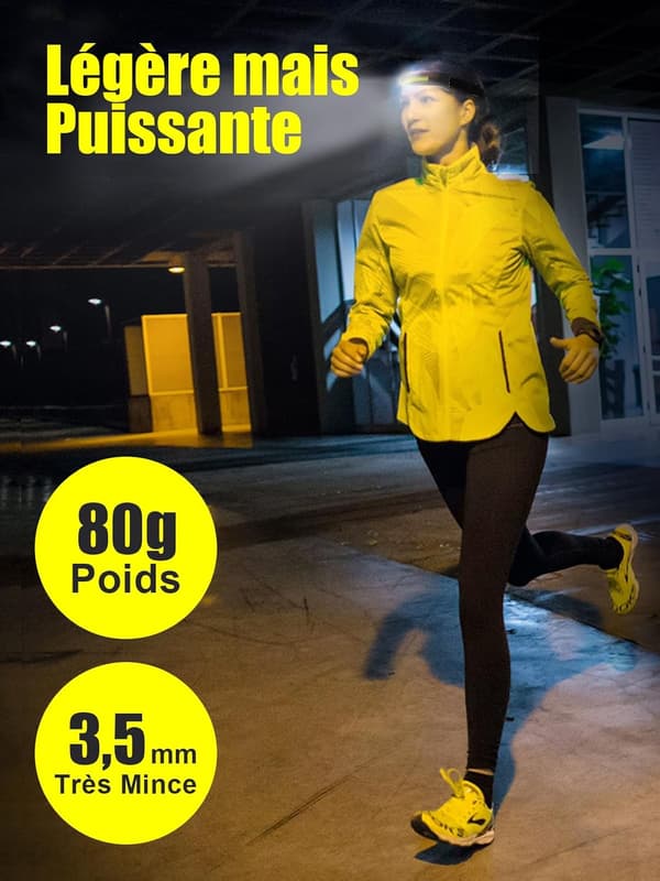 Ultra-kraftig LED-hodelykt, USB-C oppladbar hodelykt med 5 lysmoduser, bevegelsessensor