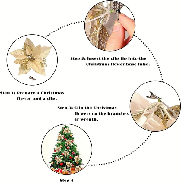 10 stk. Kunstige julestjerner med glitter
