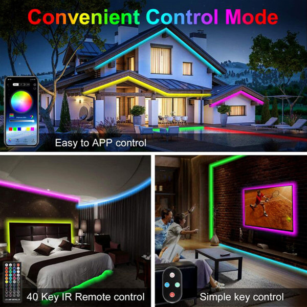 LED-lys til soveværelse 10m 100 LED Music Sync Farveskift