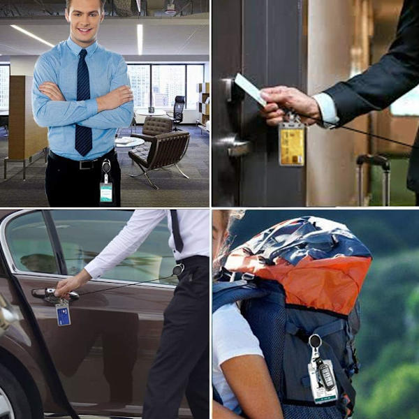 14-pack Utdragbara Badgehållare Karabinkrok Badge-rulle Flerfärgad Utdragbar Nyckelhållare med Bältesklämma