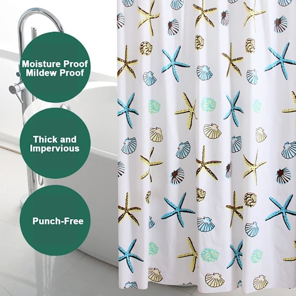 Mildew Resistant Shower Curtains - Ekstra Lange Shower Curtains wit