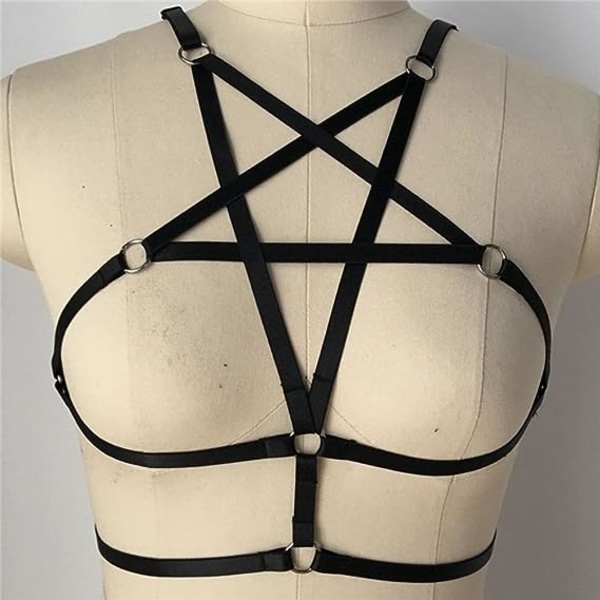 2 stk Sexy Kvinder Sele Halter Pentagram Body Sele BH C