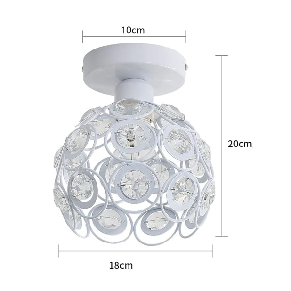 Modern White Crystal Ceiling Light, Mini Semi Flush Mount E27 Cry