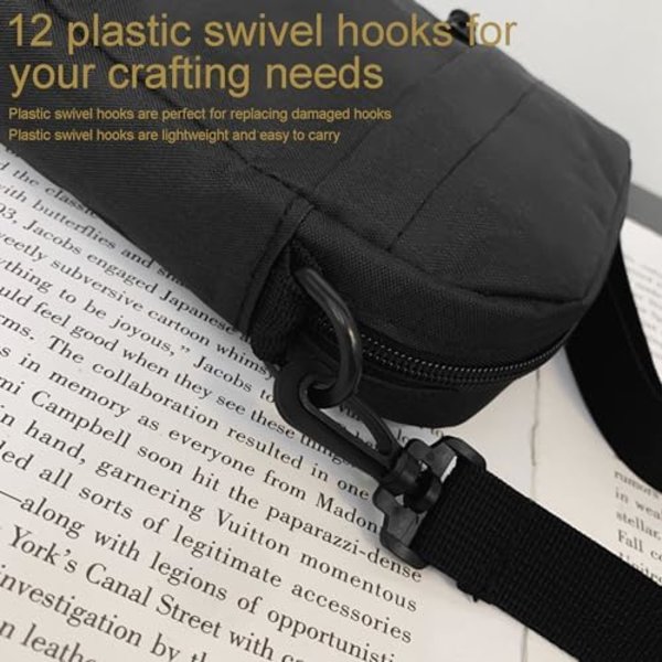 12 st Plast Swivel Snap Hook Clips för Väska, 1 tum Rotationsklämma Väska Remm Hårdvara för Väska Tillverkning Nylon Webbing Hoo
