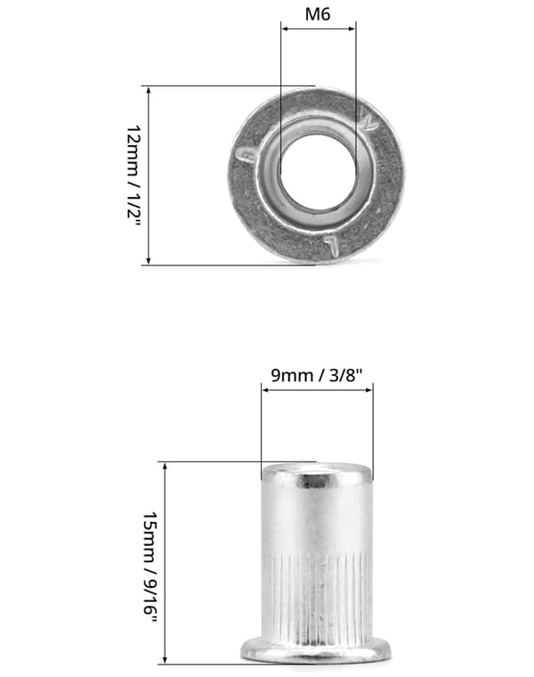 50 stycken M6 Nitmutter, Platt Huvudmutter, Aluminiumlegering, för Möbelmontering, Hantverksdekorationer