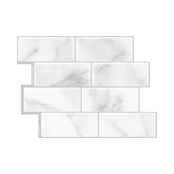 Självhäftande kakeltapeter vit 30 x 21 cm mosaik-stil