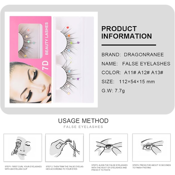 Tekoeyelashes, 3 paria 6D pörröisiä dramaattisia ripsiä, ammattimaiset luonnolliset kiharat tekoripset