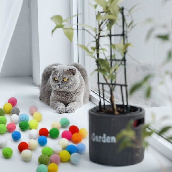 50 stycken (slumpmässig färg) kattleksak bollar 3 CM, mjuka färgglada kattbollar
