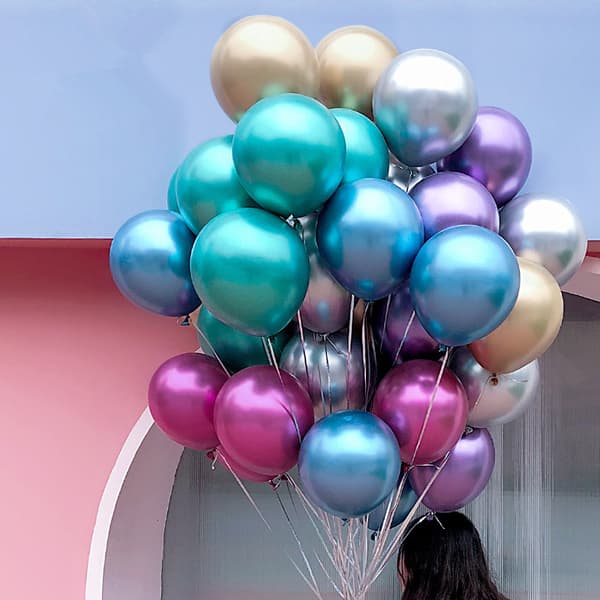 50 stk. Multicolor Metallic Ballon, Metallic Ballon, Helium
