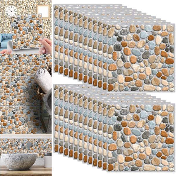 20×20cm grå Kakeldekal 24 Stycken Vattentät Självhäftande Kakeldekal för Kök Vardagsrum Badrum Heminredning