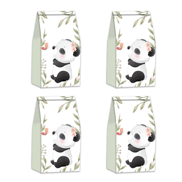 4-pakkaus panda-juhlakaramellilaukkuja, lahjapusseja, panda-aiheiset syntymäpäiväjuhlatarvikkeet
