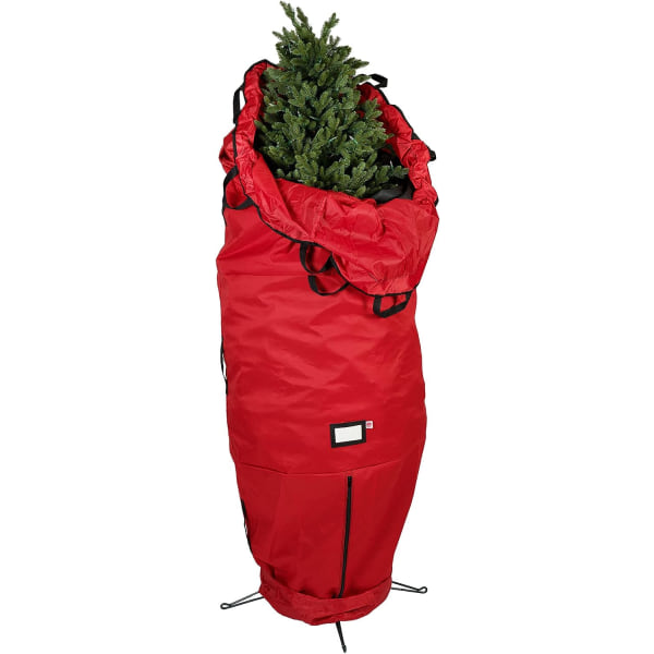 [Rød vertikal træopbevaringspose] - 9 fod juletræsopbevaring