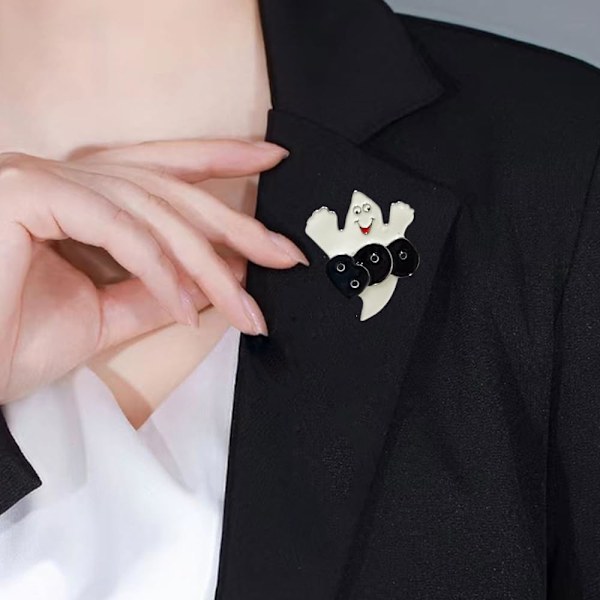 Emalin Boo Halloween -rintakoru naisten, tyttöjen ja miesten muotia varten - söpö haamu demoni pyöreä strassinen rintamerkit - rintamerkit - lapel-neulat