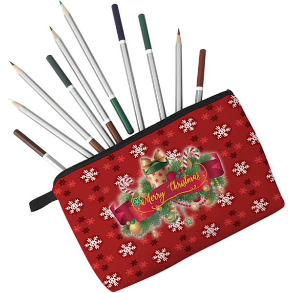 Glædelig Jul Makeuptasker Juletræ Snefnug Kosmetik Toilettaske Makeup Organizer Taske Lynlås Kosmetikpung til Kvinder X