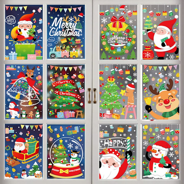 12 Ark Julerutevinduer, Vindu Dekal Santa Claus