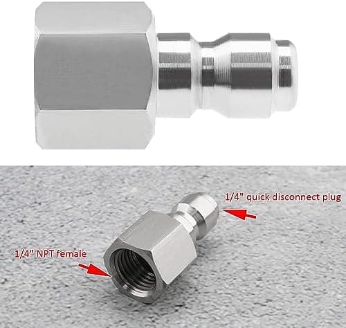 Højtryksrenser Adapter, 1/4 tomme Hun NPT Fitting Quick Connect Socket 304 Rustfrit Stål Kobling til Sprøjtelanse 5000 PSI