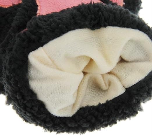 Katteklo Bjørn Pote Fingerless Vinter Plys Handsker(Sort)