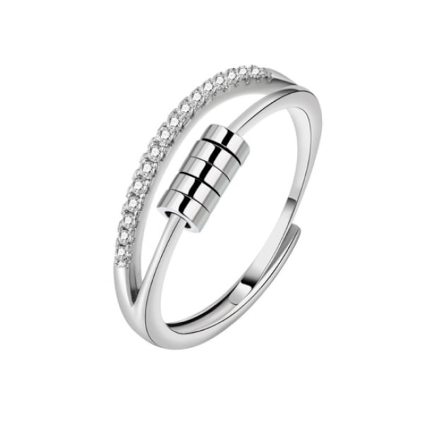 18 mm Silver Anti-stress ring adjustable Silver