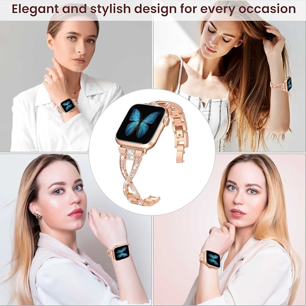 Remse til Apple Watch 38mm 40mm 41mm Kvinder Serie 9 8 7 6 5 4 SE iwatch Rem Bling Metal Armbånd Fancy Sød Elegant Str